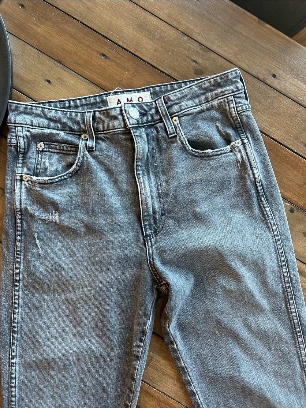 AMO Chloe Crop Straight Leg Grey Skies Jeans 29 - Picture 3 of 15